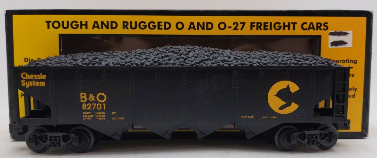 MTH 30-7514 O Gauge C&O Chessie Hopper #82701 EX/Box