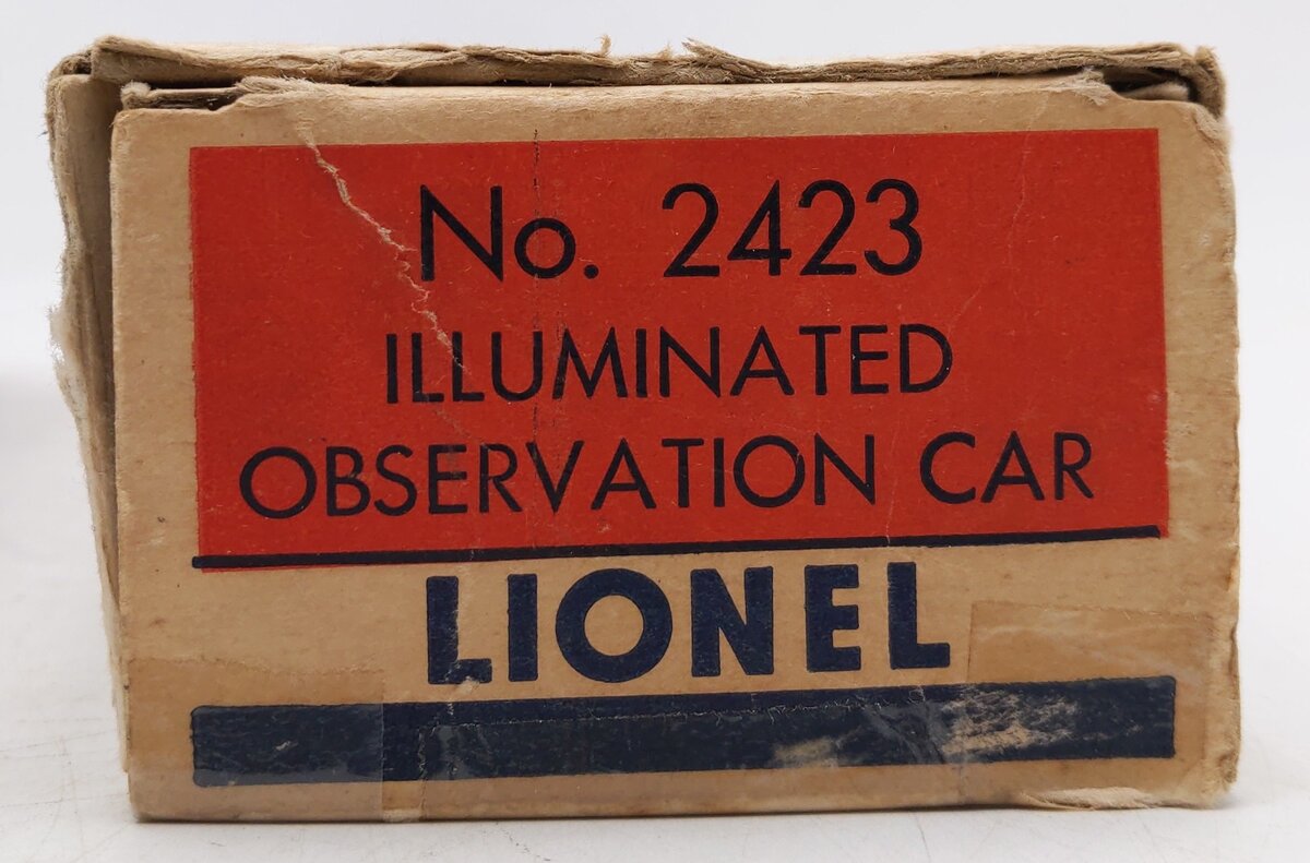 Lionel 2423 Vintage O Lionel Lines Hillside Lighted Observation Car w Gray Roof VG/Box