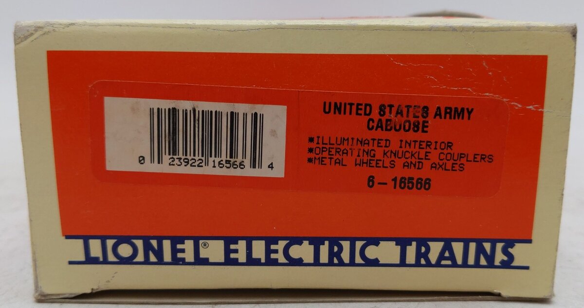 Lionel 6-16566 O Gauge United States Army Illuminated Caboose #907 EX/Box