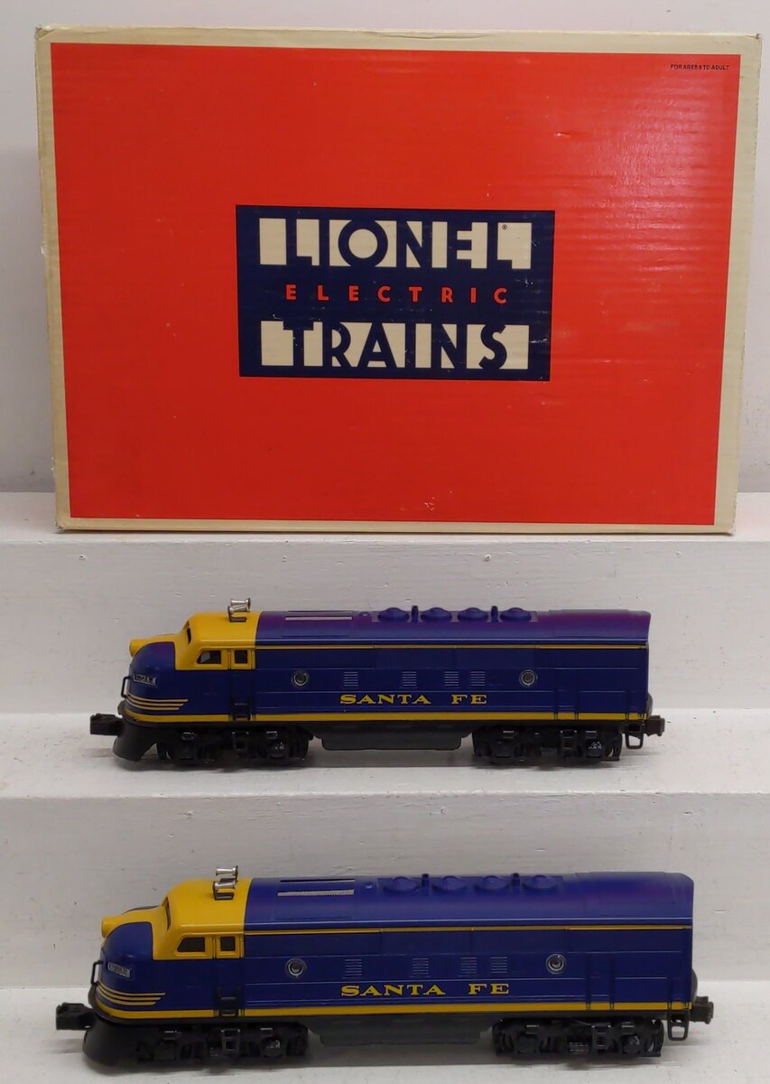 Lionel 6-18117 O Gauge Santa Fe Blue/Yellow F3 AA Diesel Set EX/Box