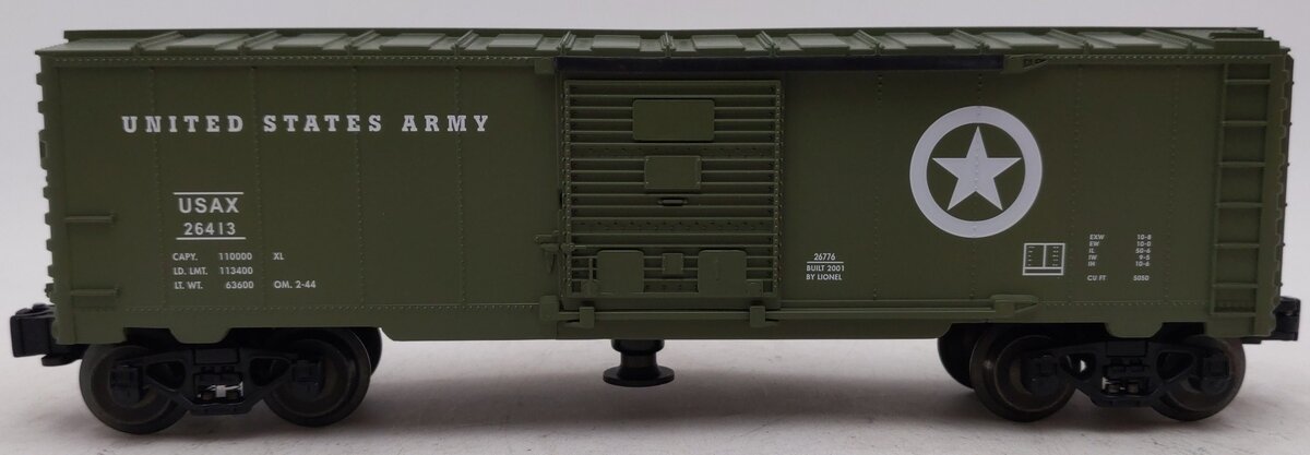 Lionel 6-26776 O Gauge US Army Operating Boxcar #26413 EX/Box