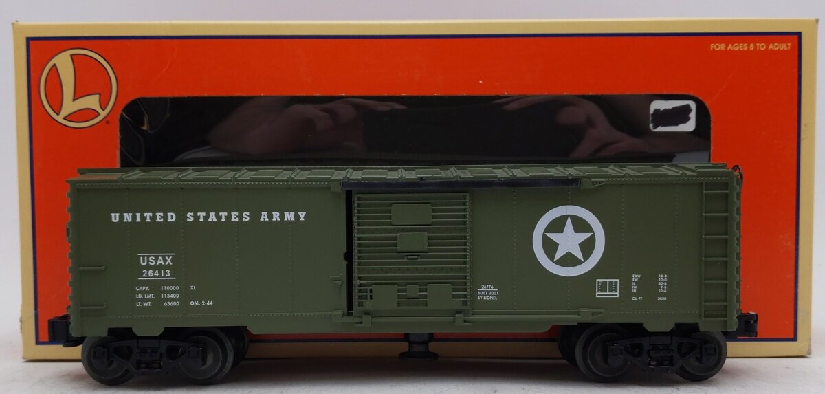 Lionel 6-26776 O Gauge US Army Operating Boxcar #26413 EX/Box