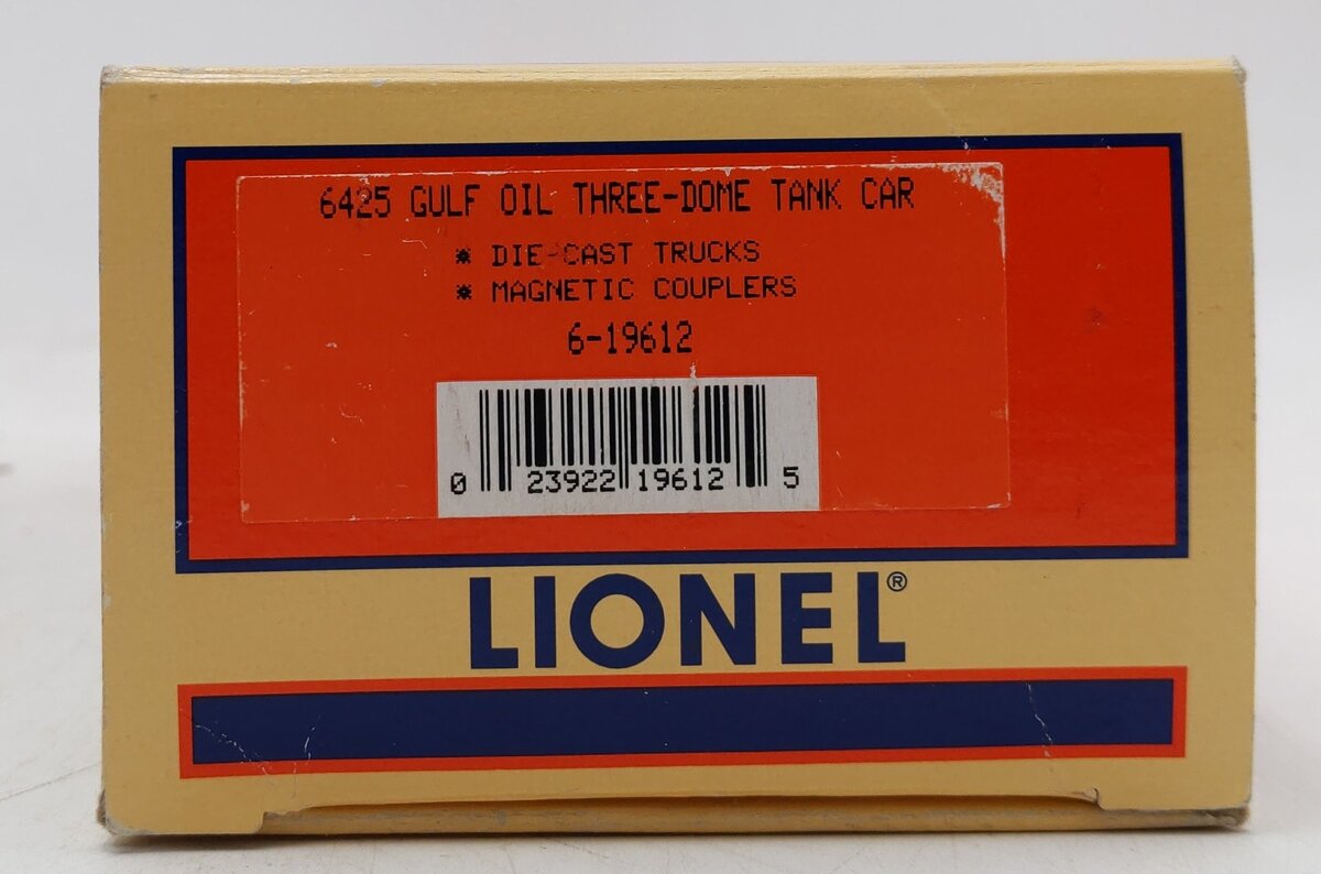 Lionel 6-19612 O Gauge Gulf Triple Dome Tank Car #6425 EX/Box