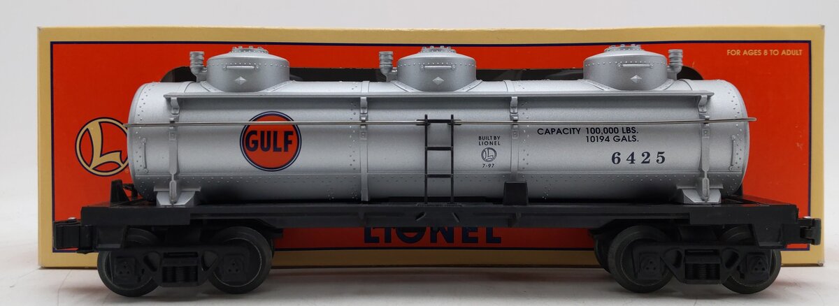Lionel 6-19612 O Gauge Gulf Triple Dome Tank Car #6425 EX/Box