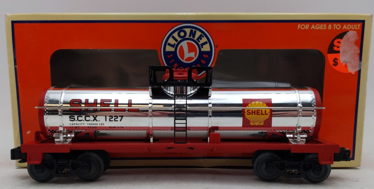 Lionel 6-19627 O Gauge Shell Single Dome Chrome Plated Tank Car #1227 EX/Box