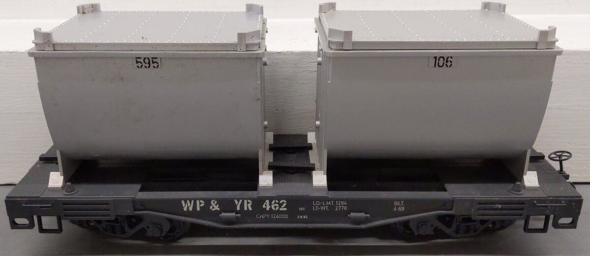 LGB 4086 G Scale White Pass & Yukon Forney Flatcar w/Ore Container Load #462 VG