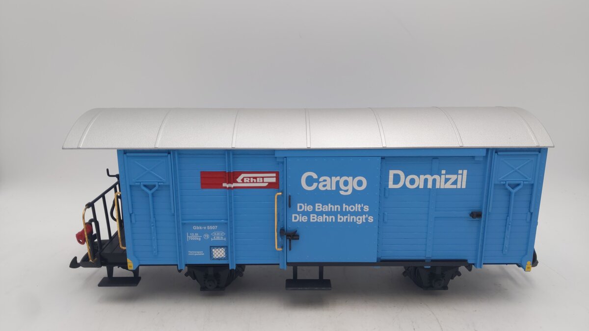 LGB 4127 G Scale Rhaetian Railway (RhB) Cargo Domizil Boxcar EX