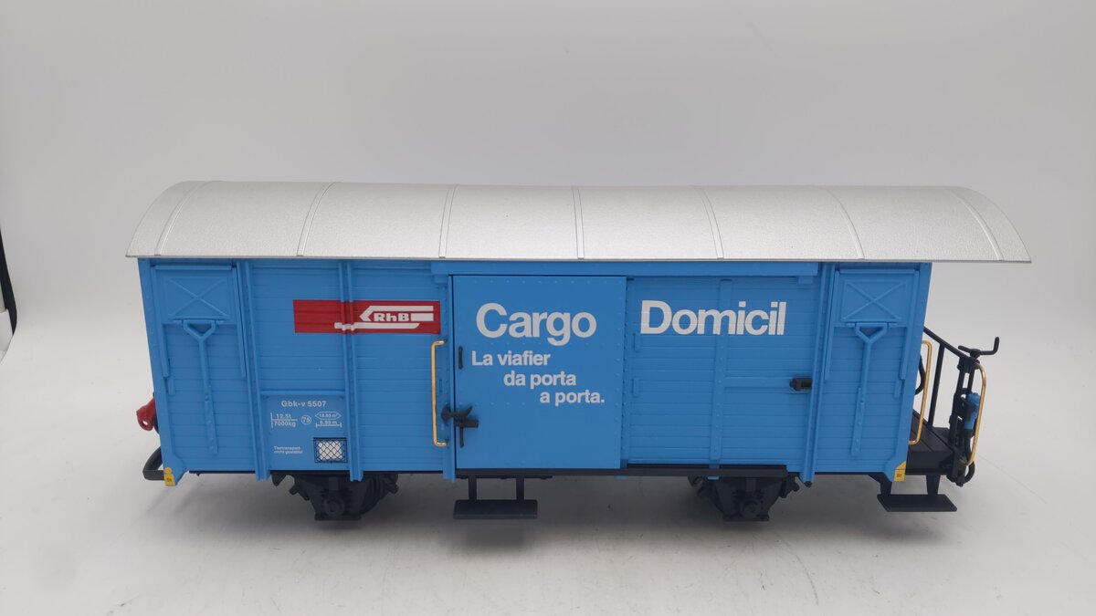 LGB 4127 G Scale Rhaetian Railway (RhB) Cargo Domizil Boxcar EX