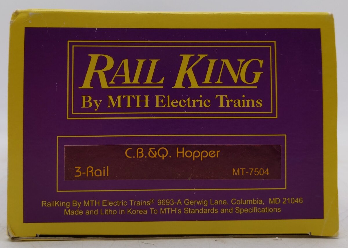 MTH 20-7504 O Gauge Chicago Burlington & Quincy 4-Bay Hopper LN/Box
