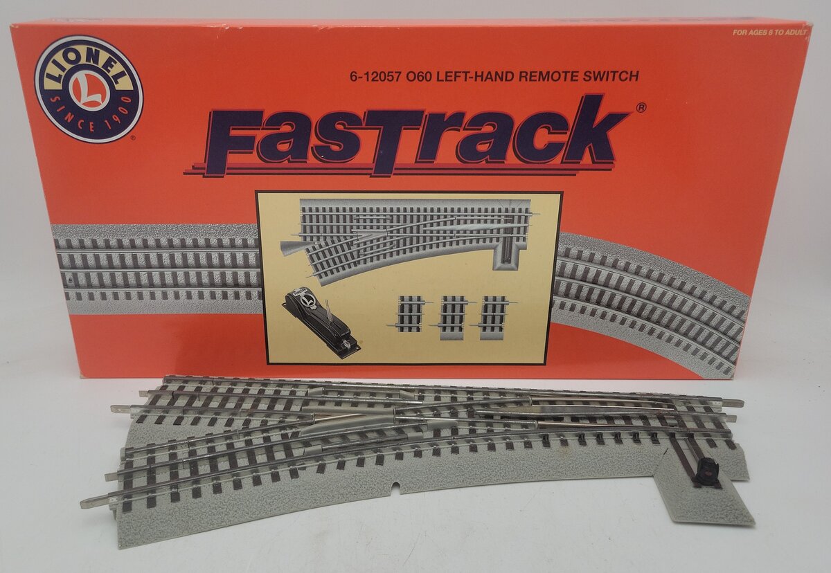 Lionel 6-12057 O O60 FasTrack Left Hand Remote Switch Turnout VG/Box