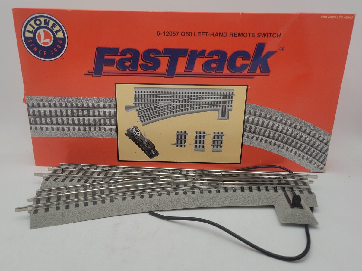 Lionel 6-12057 O O60 FasTrack Left Hand Remote Switch Turnout VG/Box