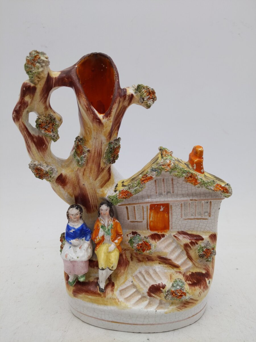 Staffordshire Thatched Cottage Spill Vase VG