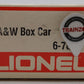 Lionel 6-7801 O Gauge A&W Root Beer Boxcar EX/Box