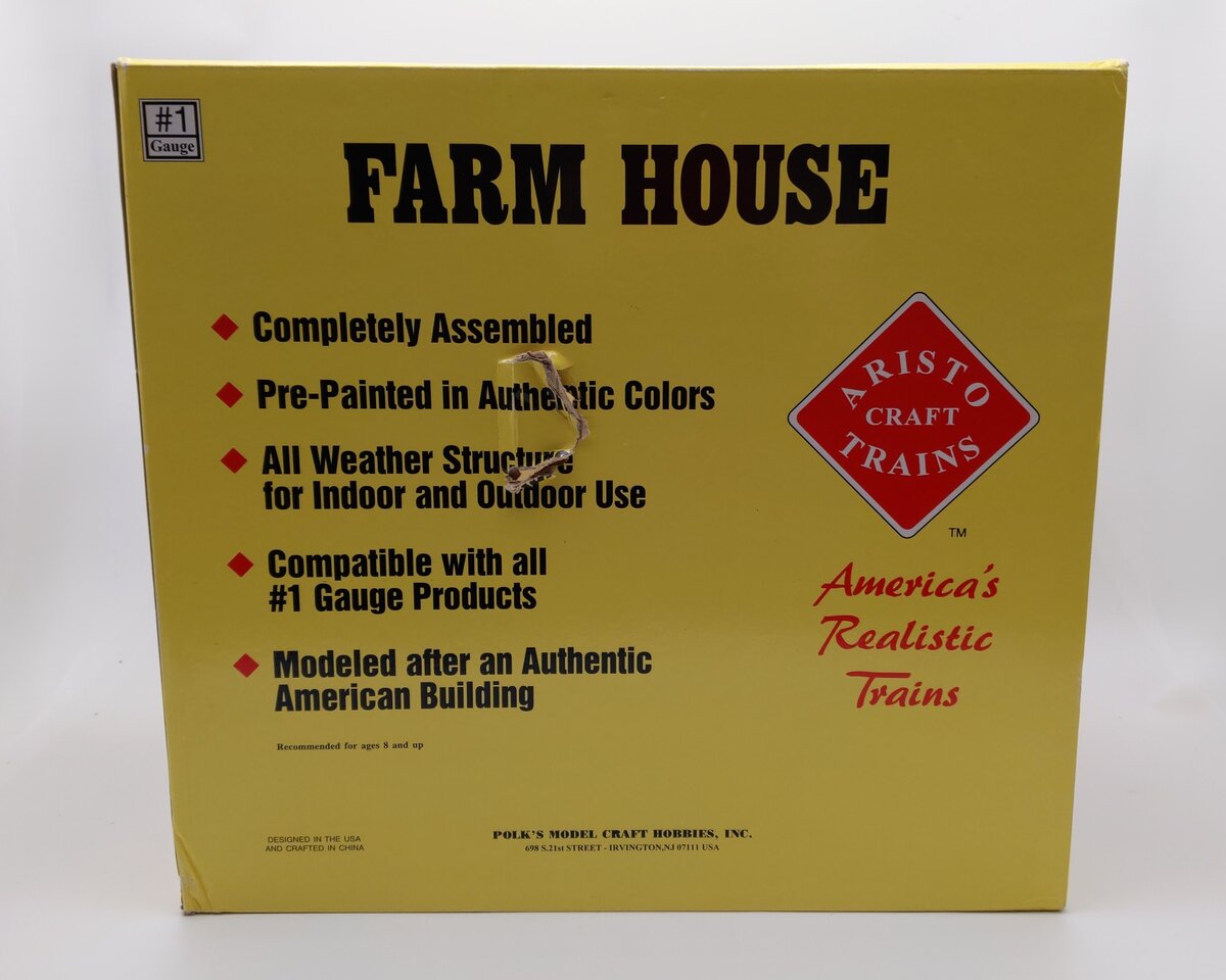 Aristo-Craft ART-7203 G Scale Farm House Yellow With White Trim LN/Box