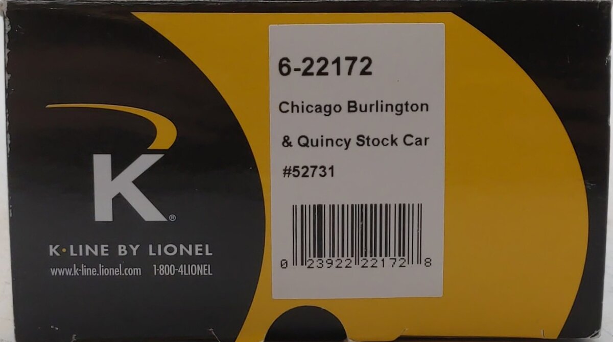 K-Line 6-22172 CB&Q Stock Car LN/Box