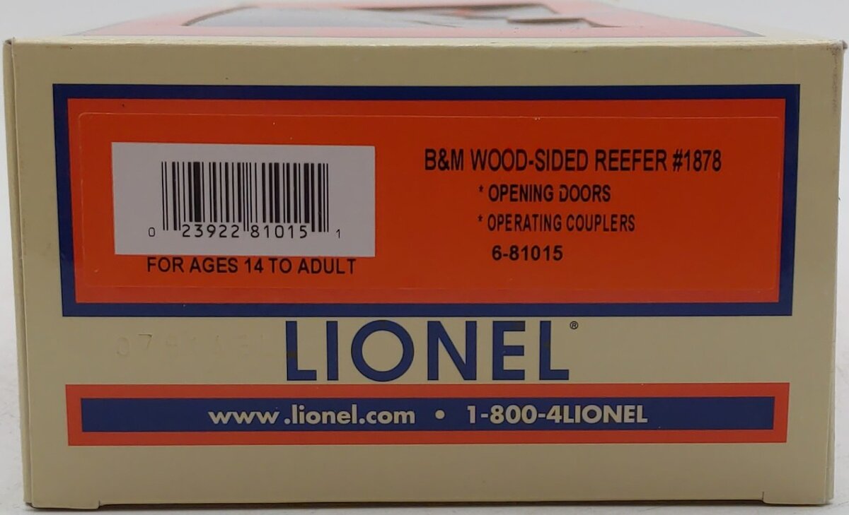 Lionel 6-81015 O B&M Wood-Sided Reefer LN/Box