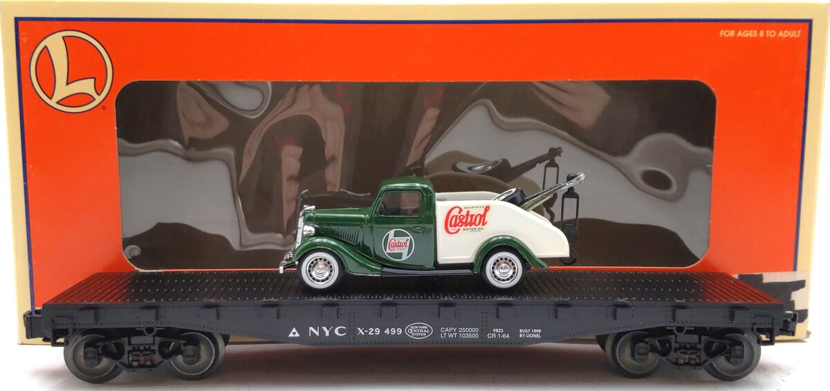 Lionel 6-17538 O Gauge New York Central Flatcar w/Castrol Ford Tow Truck LN/Box