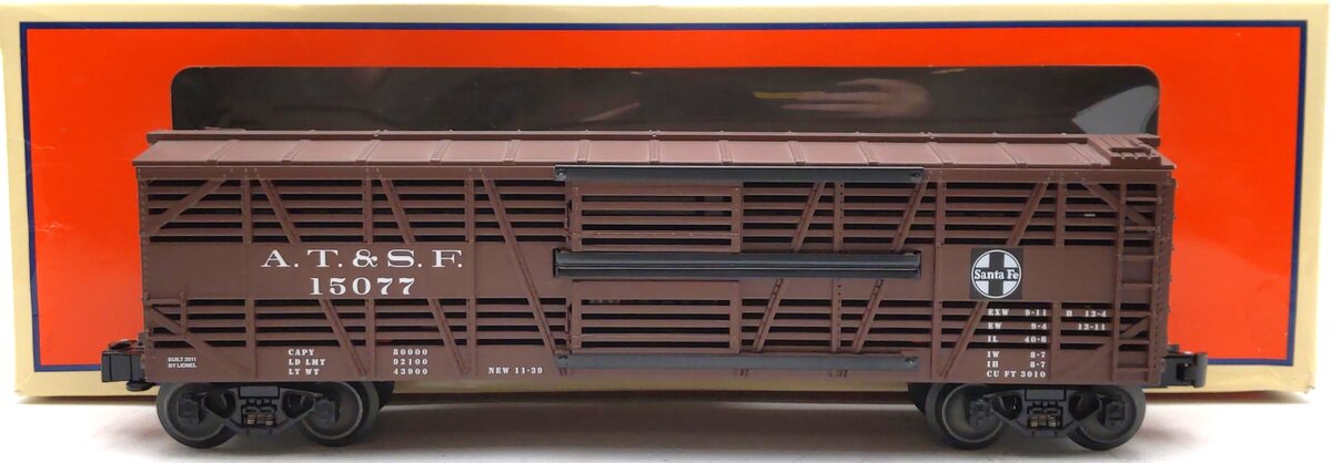 Lionel 6-15077 O Gauge ATSF Stock Car LN/Box