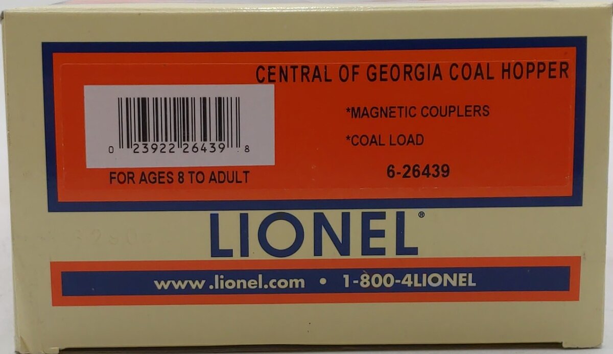 Lionel 6-26439 O Central of Georgia Coal Hopper LN/Box