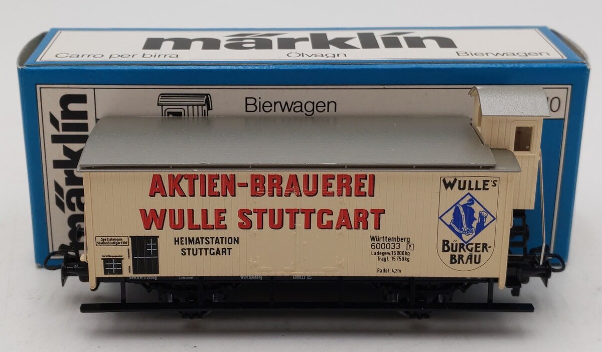 Marklin 4678 HO Scale Aktien-Brauerei Wulle Stuttgart Wulles Burger-Brau Boxcar LN/Box
