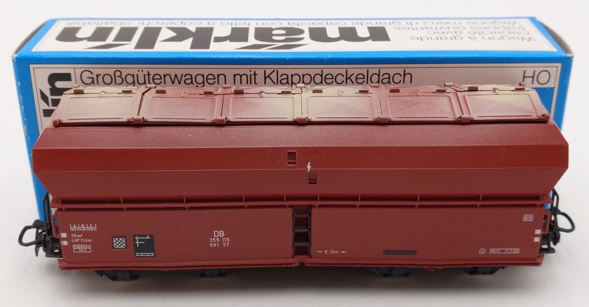 Marklin 4626 HO Scale DB High-Capacity Freight w/ Weathered Hinged Roof Covers LN/Box