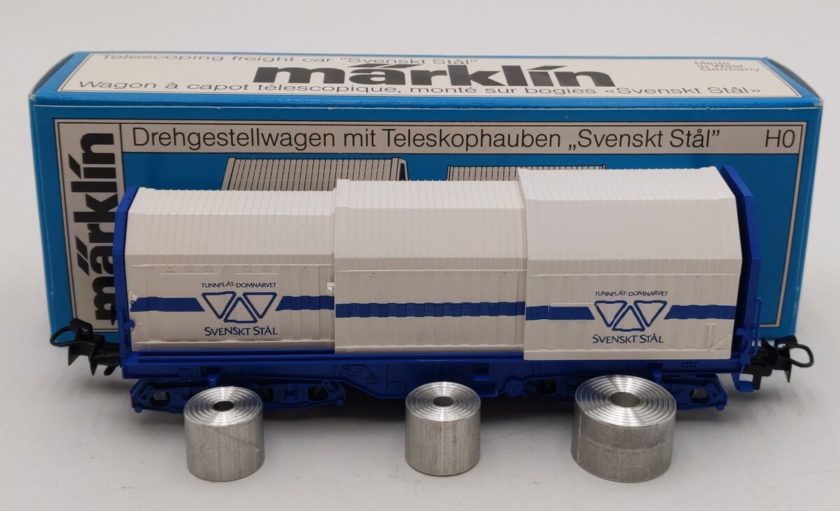 Marklin 4688 HO Scale Svenskt Stal Telescoping Freight Car LN/Box