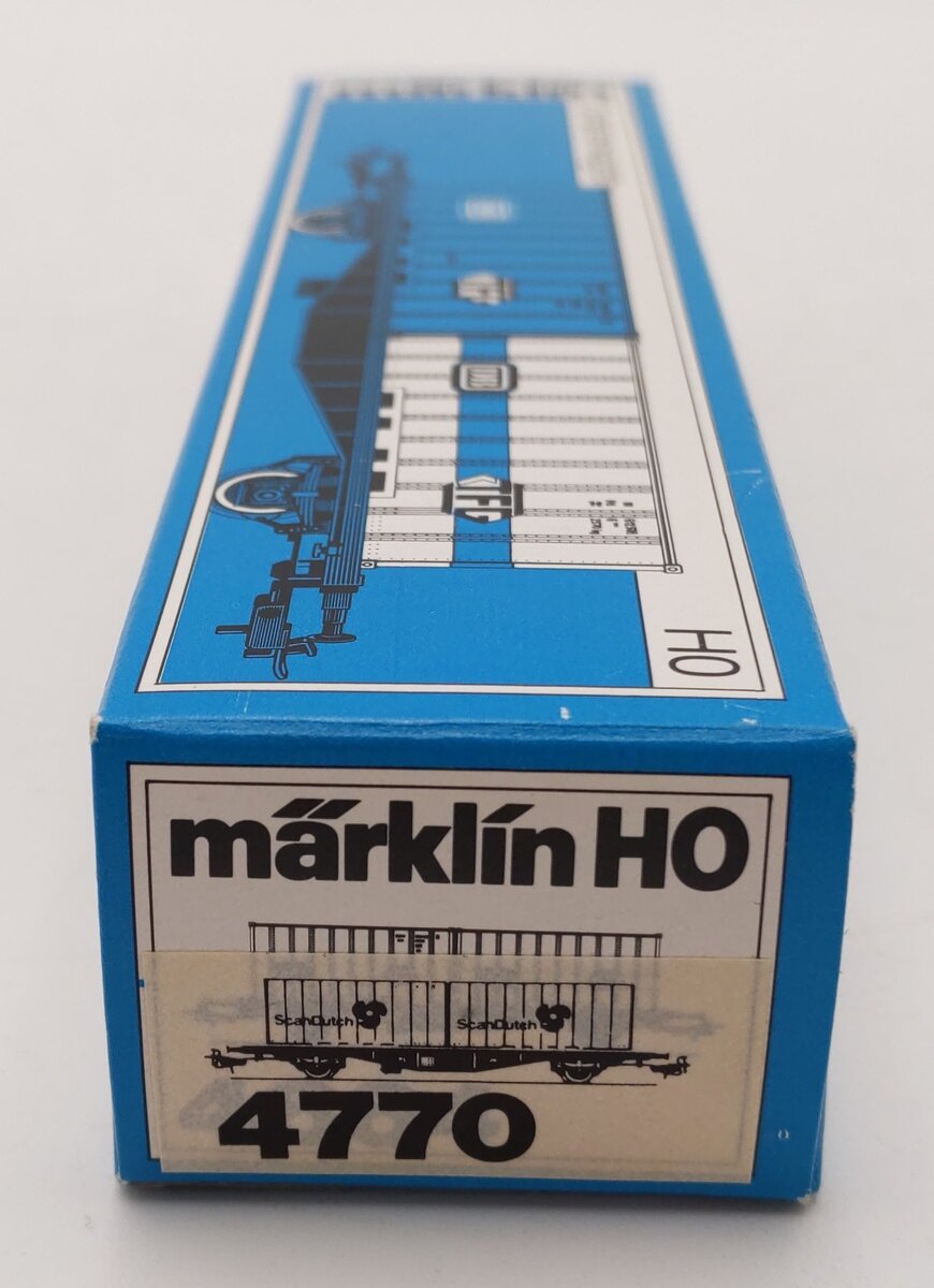 Marklin 4770 HO Scale Flat Car w/ Scan Dutch Containers LN/Box