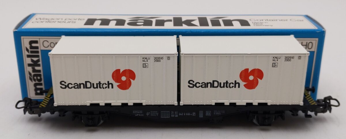 Marklin 4770 HO Scale Flat Car w/ Scan Dutch Containers LN/Box