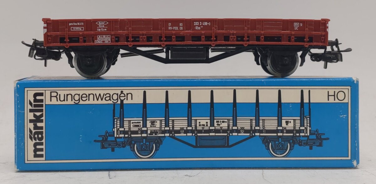 Marklin 4607 HO Scale DB Open Platform Truck with Stanchions LN/Box