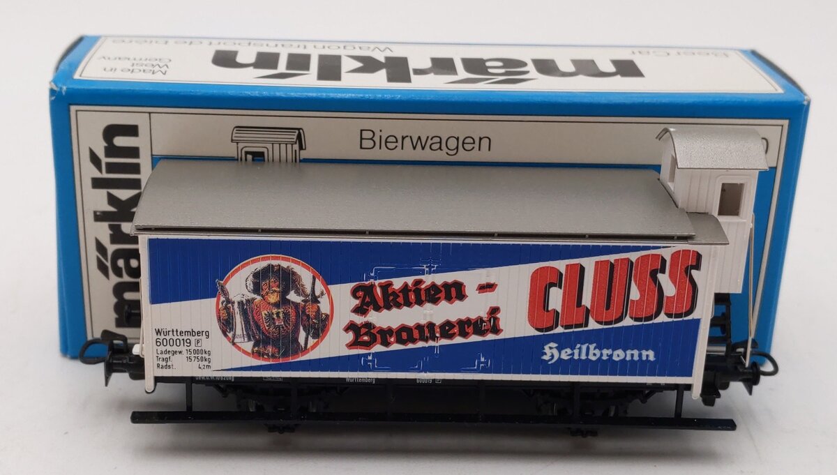 Marklin 4780 HO Scale Aktien Branerei Cluss Beer Car #600019 LN/Box