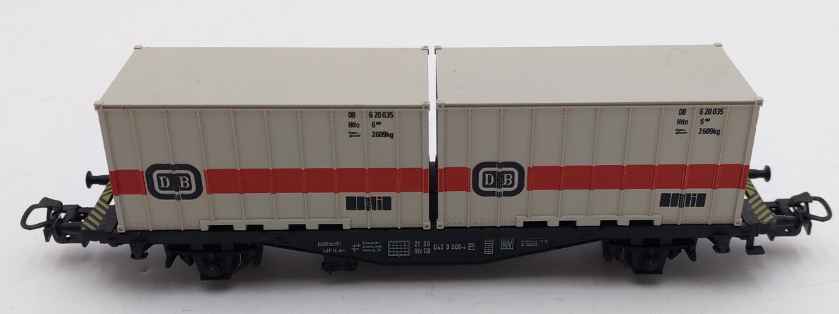 Marklin 4664 HO Scale Flatcar w/ 2 DB Containers EX/Box