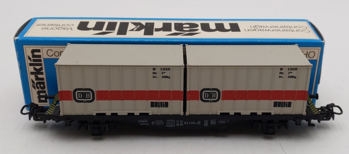 Marklin 4664 HO Scale Flatcar w/ 2 DB Containers EX/Box