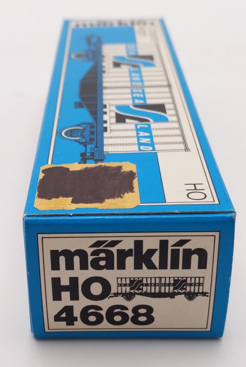 Marklin 4668 HO Scale DB Flatcar w/2 Sea Land Containers EX/Box