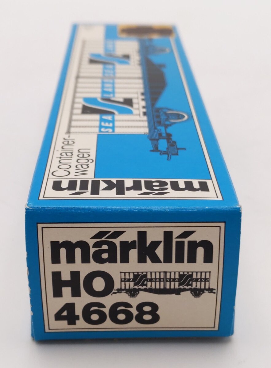 Marklin 4668 HO Scale DB Flatcar w/2 Sea Land Containers EX/Box