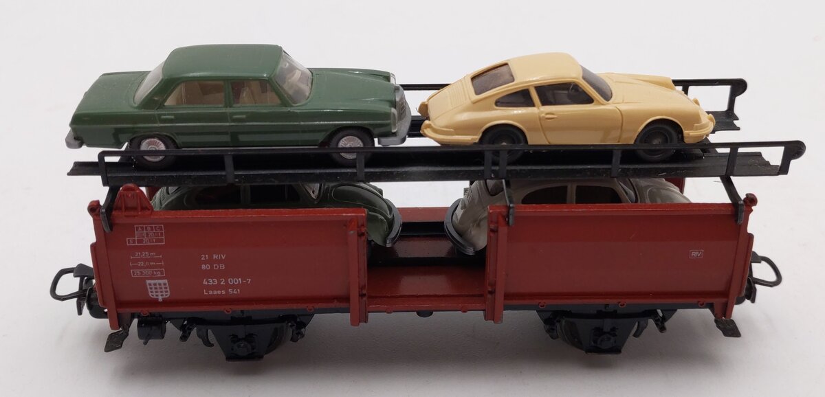 Marklin 4613 HO Scale Auto Transport Car w/ Automobiles EX/Box