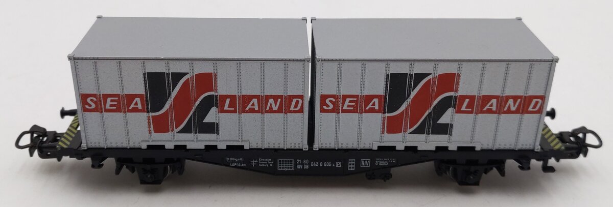Marklin 4668 HO Scale DB Flatcar w/2 Sea Land Containers LN/Box