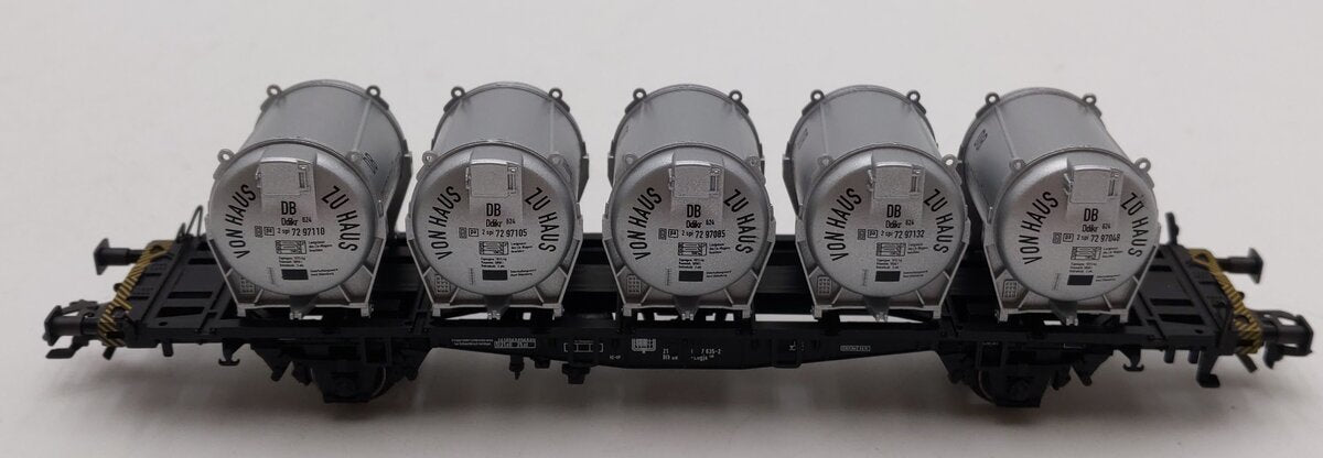 Marklin 4853 HO Scale Deutsche Bahn Flatcar w/5 Haus to Haus Containers LN/Box