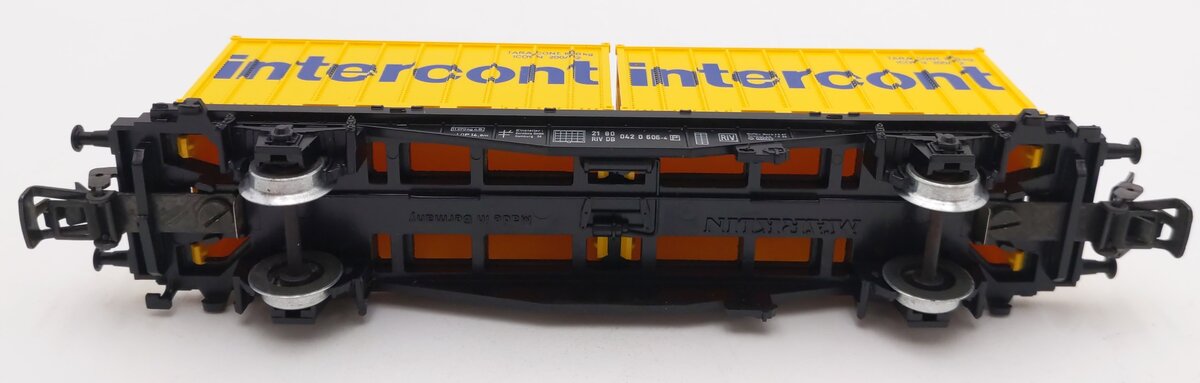 Marklin 4670 HO Scale Intercontintercont Flatcar w/2 Intercont Containers EX/Box