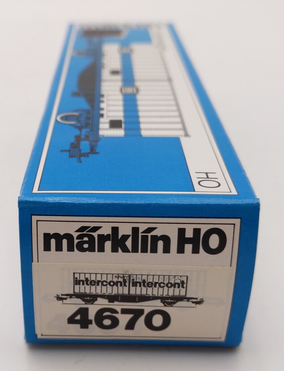 Marklin 4670 HO Scale Intercontintercont Flatcar w/2 Intercont Containers EX/Box