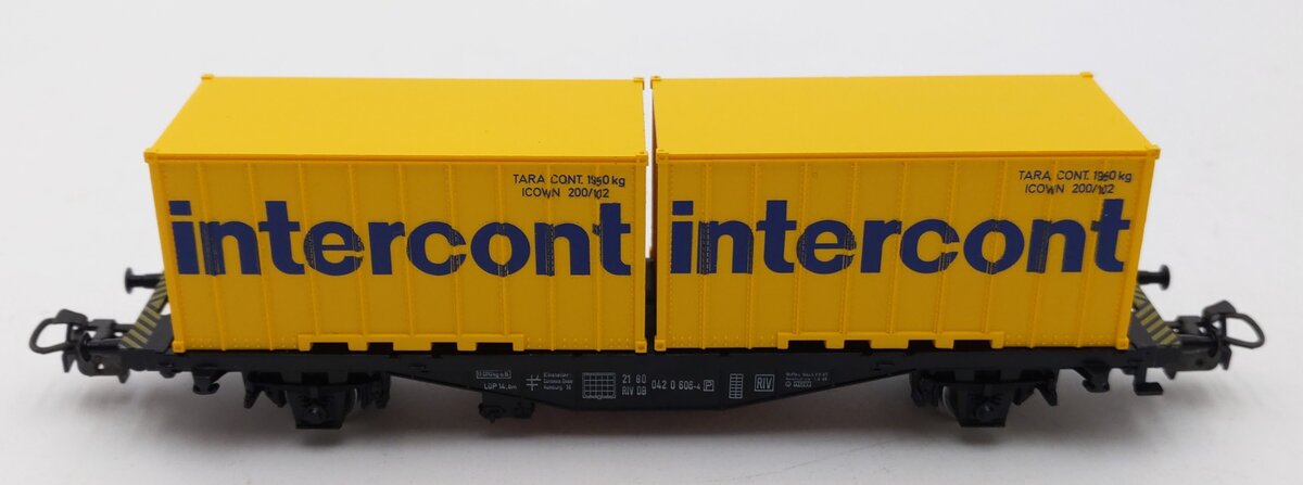 Marklin 4670 HO Scale Intercontintercont Flatcar w/2 Intercont Containers EX/Box
