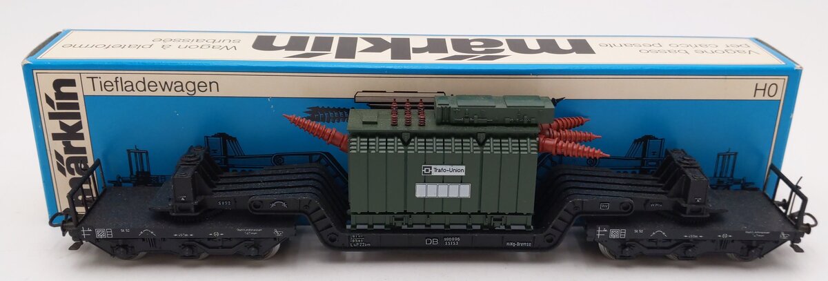 Marklin 4617 HO DB Trafo-Union Well Car with Green Transformer EX/Box