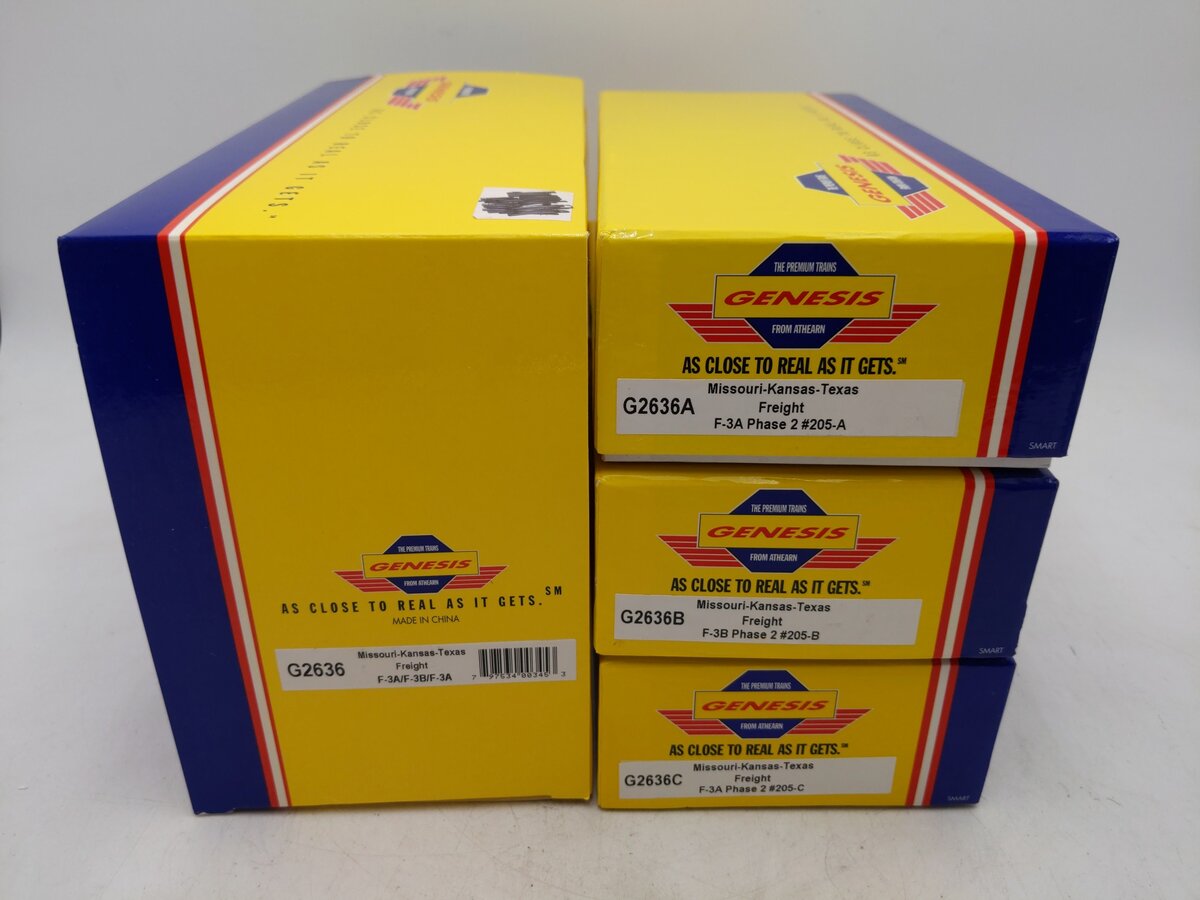 Athearn G2636 Missouri-Kansas-Texas F3 ABA Diesel Locomotive Set #205 EX/Box