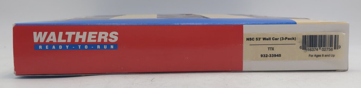 Walthers 932-33945 HO Scale TTX NSC 53' Well Cars (Set of 3) EX/Box