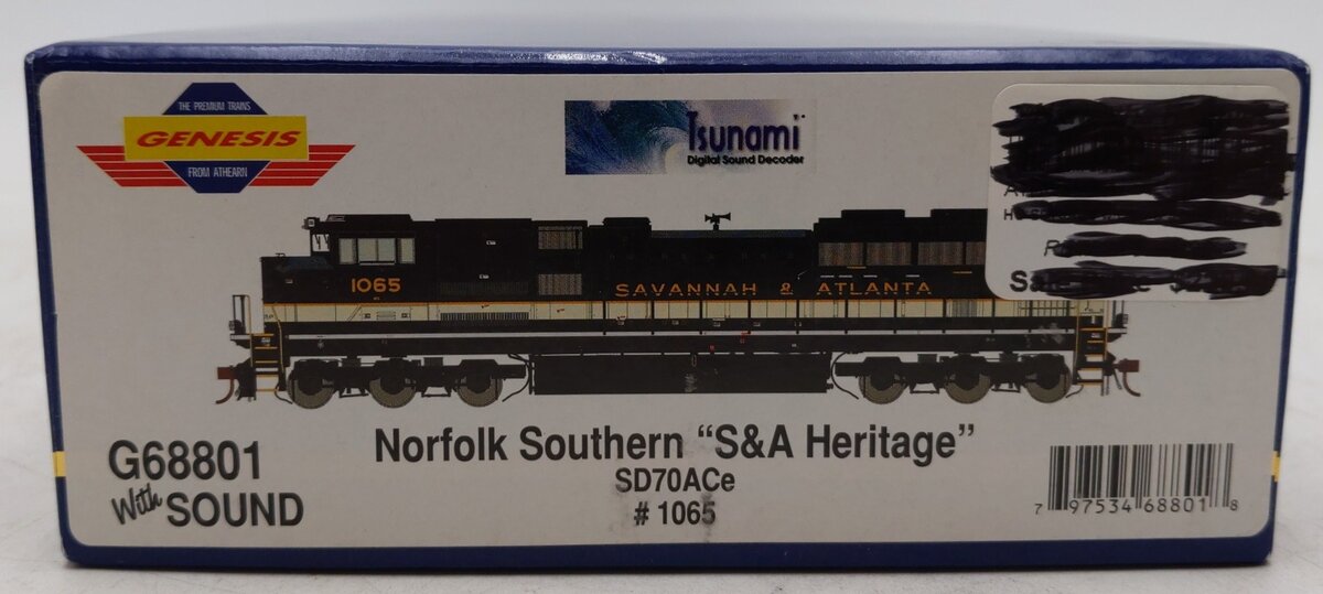 Athearn G68801 HO Norfolk Southern/S&A Heritage SD70ACe #1065 w/DCC & Sound EX/Box