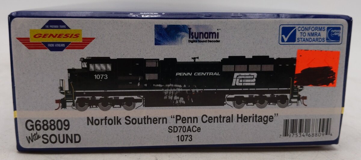 Athearn G68809 HO NS/PC Heritage SD70ACe Diesel Locomotive w/DCC & Sound #1073 EX/Box