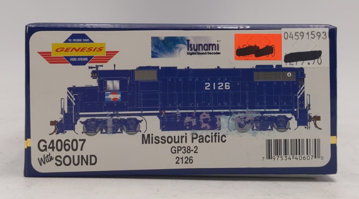 Athearn G40607 HO Scale Missouri Pacific GP38 Diesel Loco #2126 w/DCC&Sound LN/Box