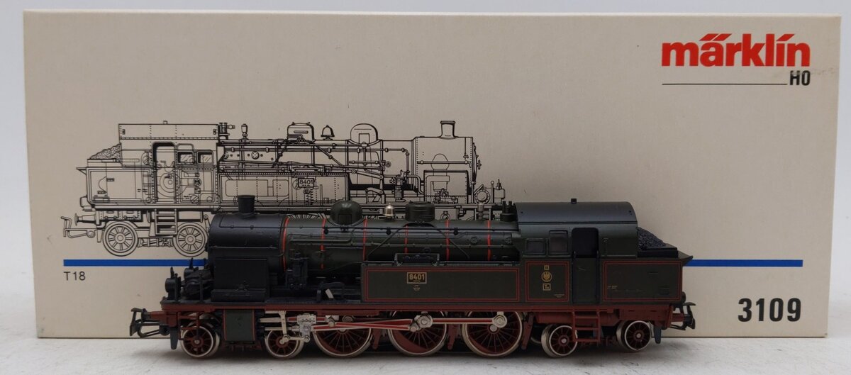 Marklin 3109 HO Scale KPEV T18 4-6-4 Steam Locomotive #8401 EX/Box