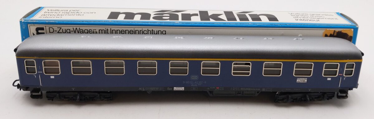 Marklin 4051 HO Scale DB Aum Express Coach w/ Interior EX/Box