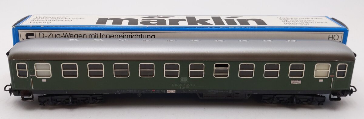 Marklin 4052 HO DB 2nd Class Green Express Coach EX/Box