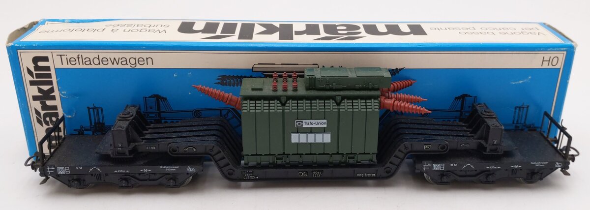 Marklin 4617 HO DB Trafo-Union Well Car with Green Transformer LN/Box